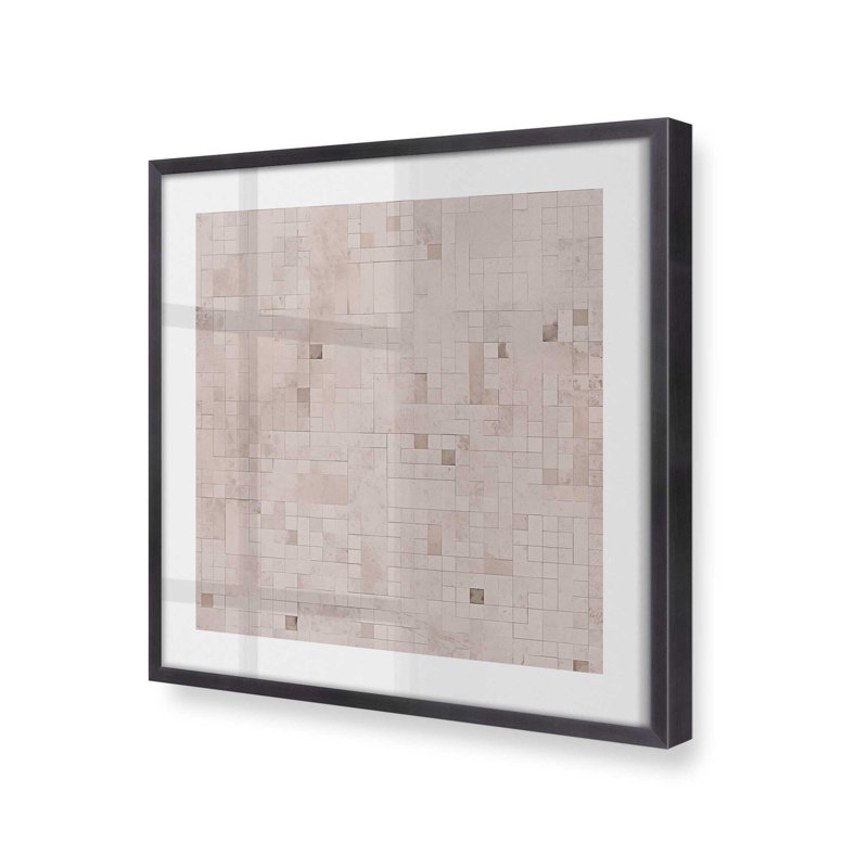 Impression mosaïque matricielle v2, Cadre photo en zinc patiné, H 20 po x l 20 po x P 1,25 po