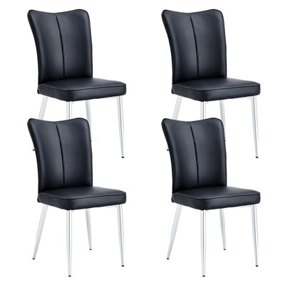 Set Of 4 Upholstered Dining Chairs With Metal Legs For Bedrooms And Living Room