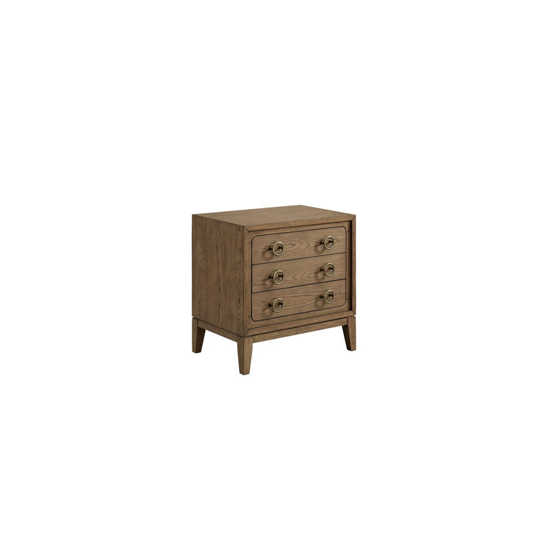 Table de chevet 3 tiroirs avec finition latte - Placages, conception moderne, dessus doublé de feutre, bas, poids de 76,82 lb, largeur des tiroirs de 26,78 po, profondeur de 17,05, poids