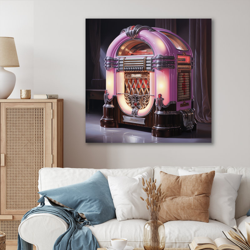 Vintage Jukeboxes Neon Grooves 5 - Jukeboxes, art mural, Toile tendue, H 36 po x l 36 po x P 1,5 po