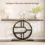 Console d'entrée style pièce de monnaie de 140 cm avec structure en fer et étagères en bois précieux - Table console étroite grise pour couloir, salon, hall d'entrée ou appartement - Table de rangement moderne