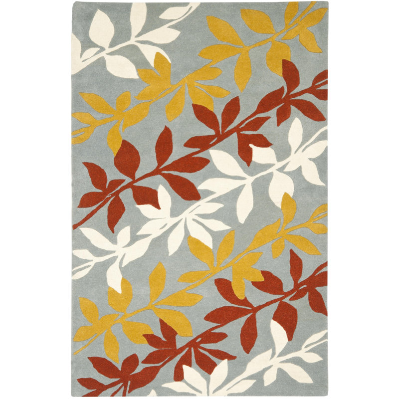 Tapis floral en laine et viscose touffeté à la main Avayah Soho, Rectangle 5 pi x 8 pi
