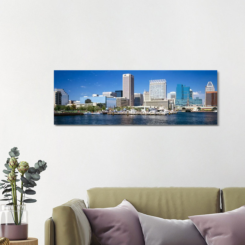 Buildings at the Waterfront, Baltimore, Maryland, USA 1 Piece Wrapped Canvas Panoramic Wall Art