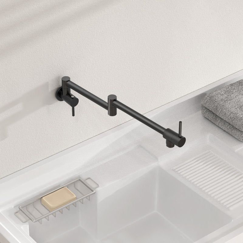 KES Kitchen Pot Filler Faucet Wall Mount 2-Handle Matte Black