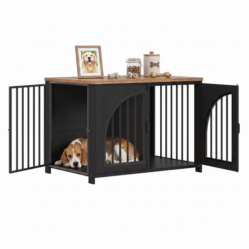 Meuble de cage pour chien, chenil d'intérieur pour chien avec serrure et porte arquée 42,5 po, 29.5" H x  42.5" W x  25.6" D