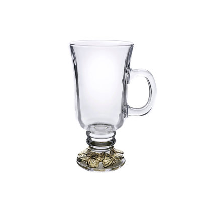 Grande tasse à café irlandaise en verre plaqué papillon