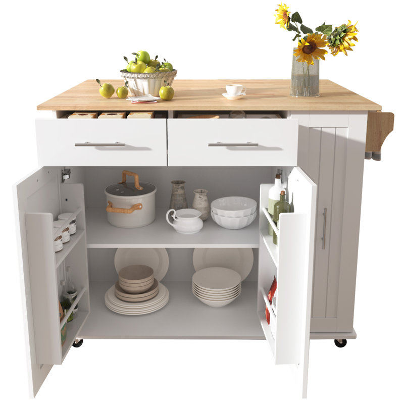 Kitchen Island With Drop Leaf(No Include Stool)