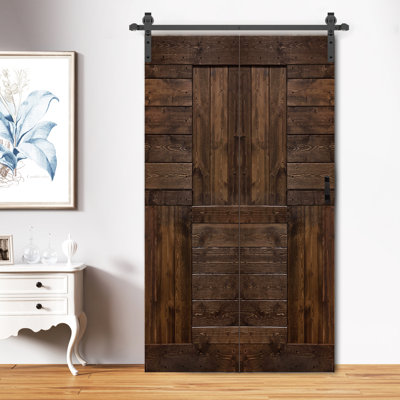 S Shape Solid Wood Bi-Fod Door With Hardware Track - Assembly Needed