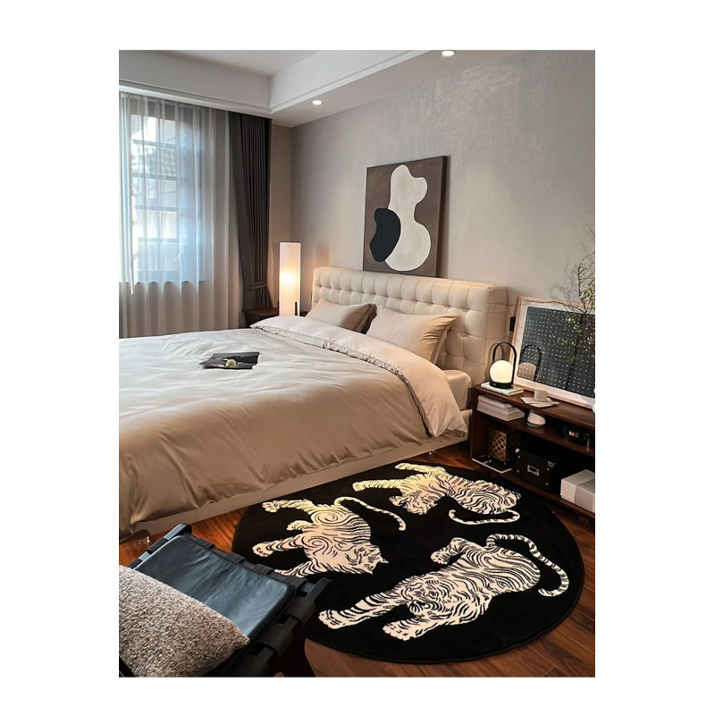 Tapis tressé noir Risch, Rond 4 pi