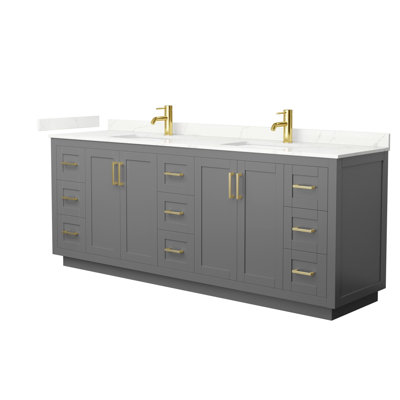 Miranda 84" Freestanding Double Bathroom Vanity with Quartz Top