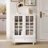 Minimalist Buffet Cabinet With Double Glass Doors And Drawer, Modern Wooden Storage Sideboard Cupboard For Living Room, Dining Room Hallway Entryway-1431391375