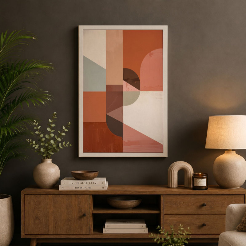 Shapes in Harmony Mid-Century - Wrapped Canvas, 18x12 - 45.7 x 30.5 cm, Cream Border
