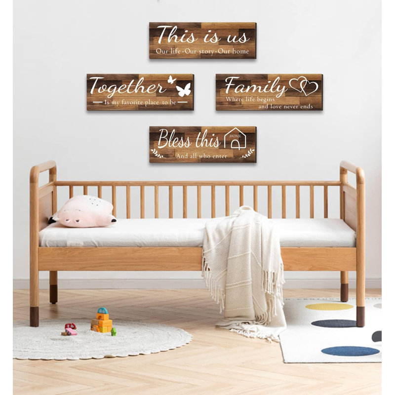 Ensemble de 4 plaques murales rustiques brun