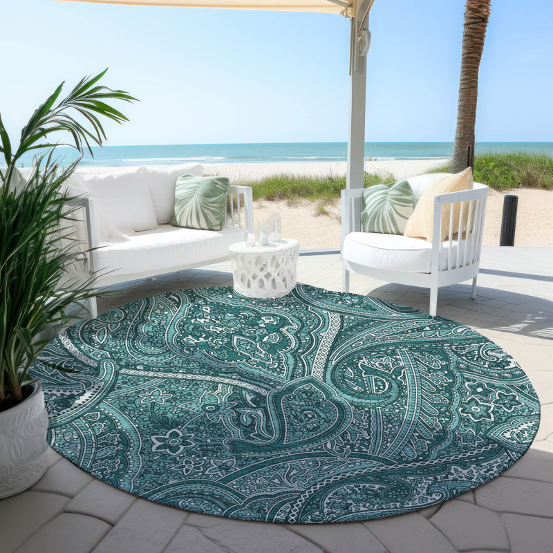 Tapis de porte d'extérieur antidérapant Itzamaray, Rond 8 pi