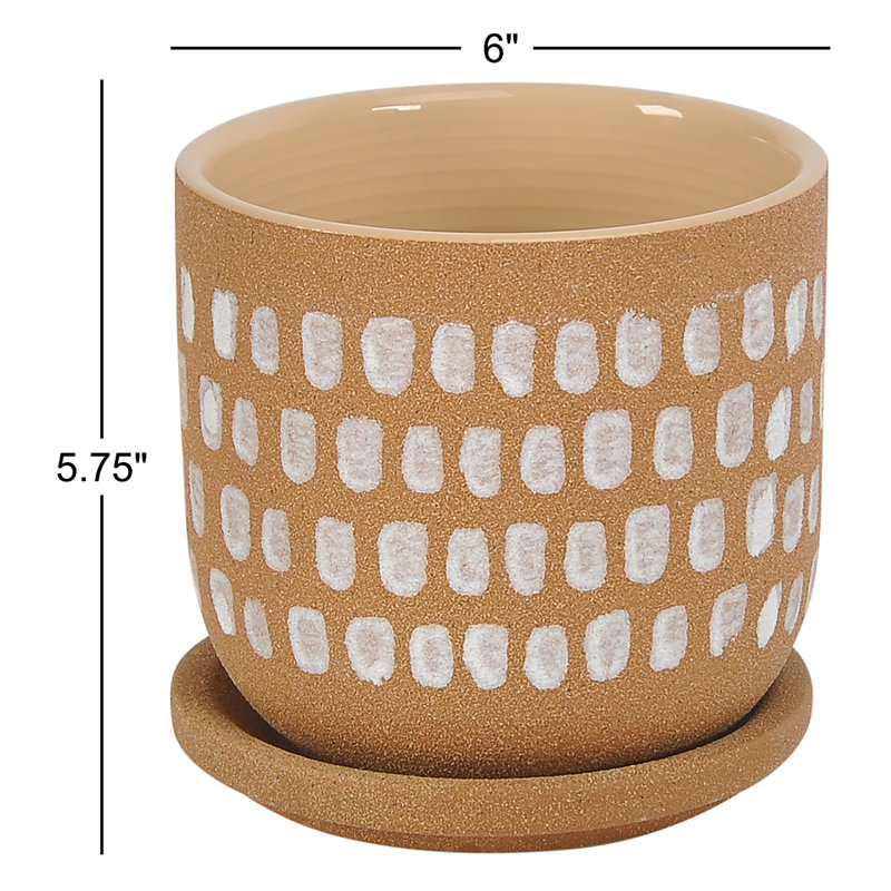 Pot à fleurs 100% en grès Meissa, H 5,75 po x l 6 po x P 6 po