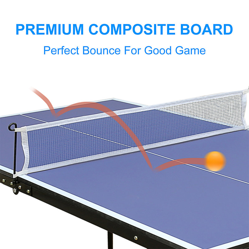 Blue Foldable Outdoor Ping Pong Table with Net and Paddles