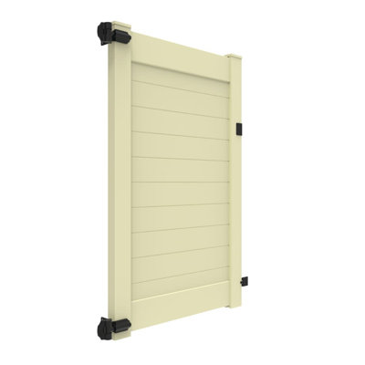 Horizontal Fence Gray Vinyl Privacy Gate