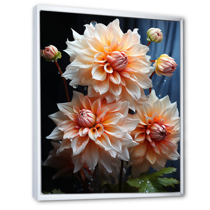 Impression romantique sur toile Vontrel Peach Dahlia, H 20 po x l 12 po x P 1 po, Cadre flottant blanc