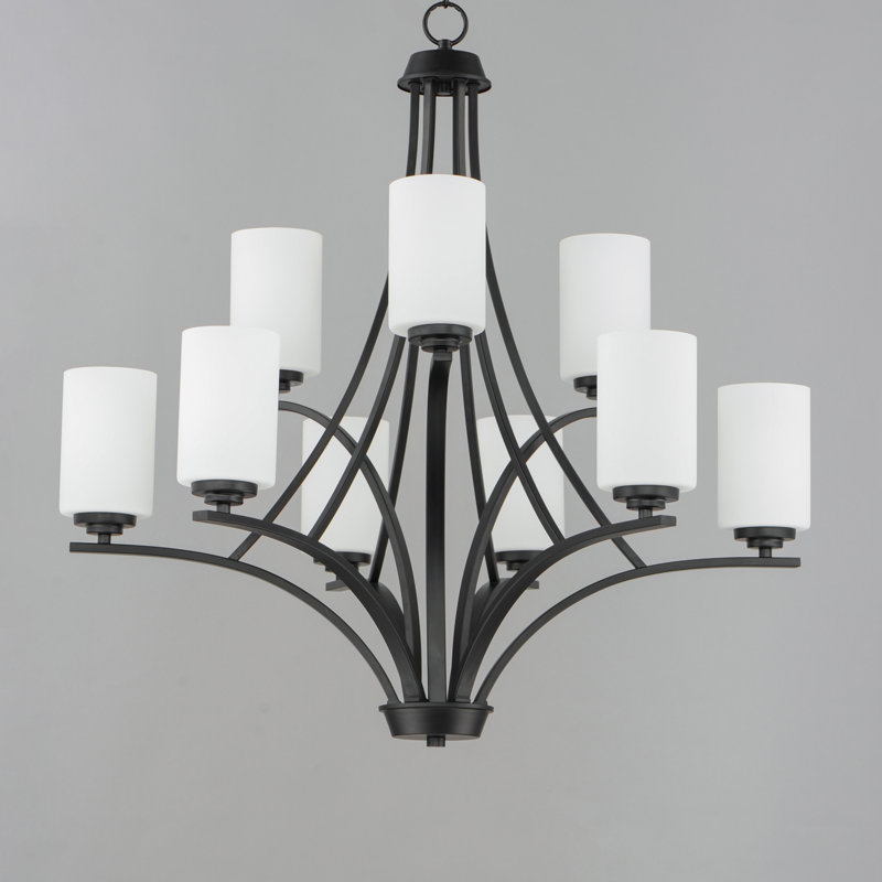 Deven 9 - Light Dimmable Classic / Traditional Chandelier, Black
