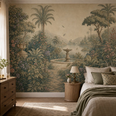 Murale de palmiers tropicaux vert discret