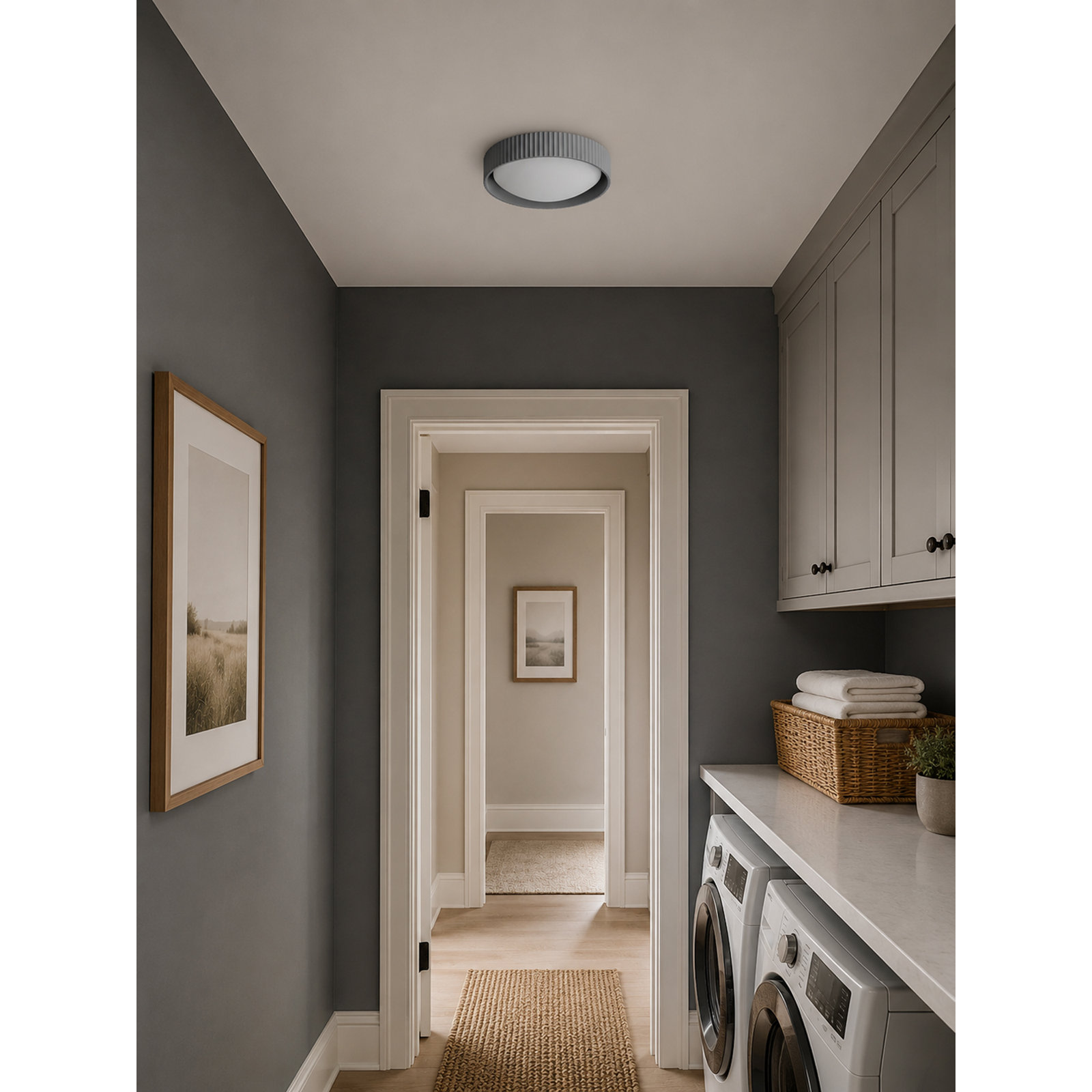 Carran Single Light Acrylic LED Flush Mount, Gray