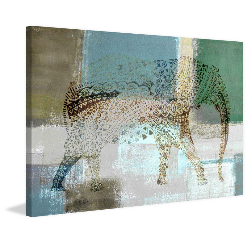 « bijoux éléphant », reproduction d’art sur toile tendue, H 20 po x l 30 po x P 1,5 po