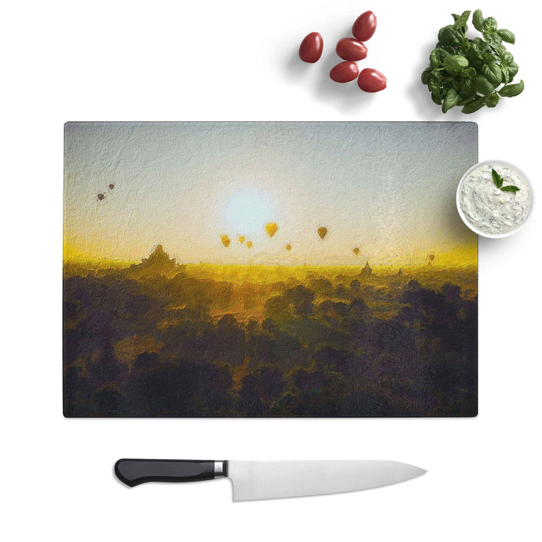 Glass Hot Air Balloons Over Bagan in Myanmar Chopping Board
