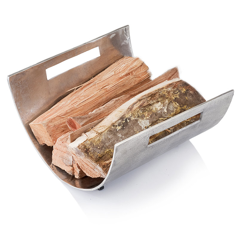 Silver Aluminum Freestanding Magazine and Log Basket