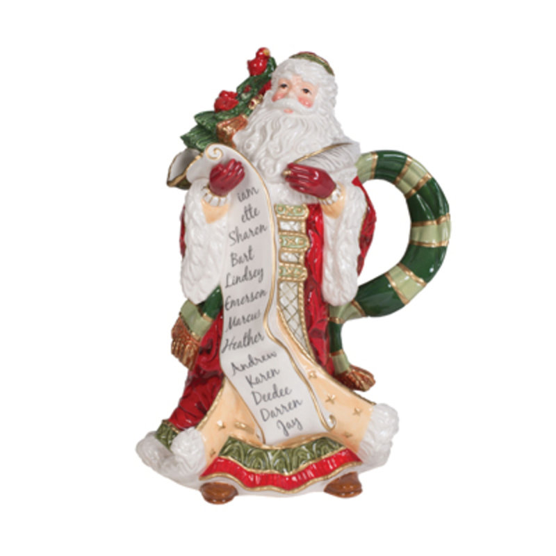 Classic Red and Gold Santa Christmas Pitcher Figurine