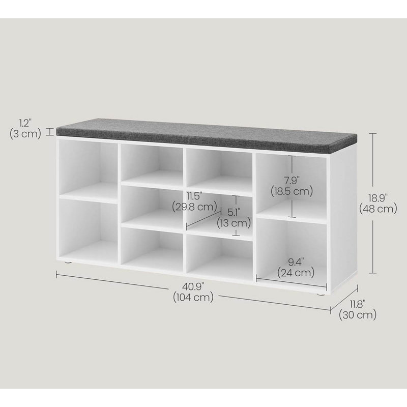 Wood Storage Bench, White