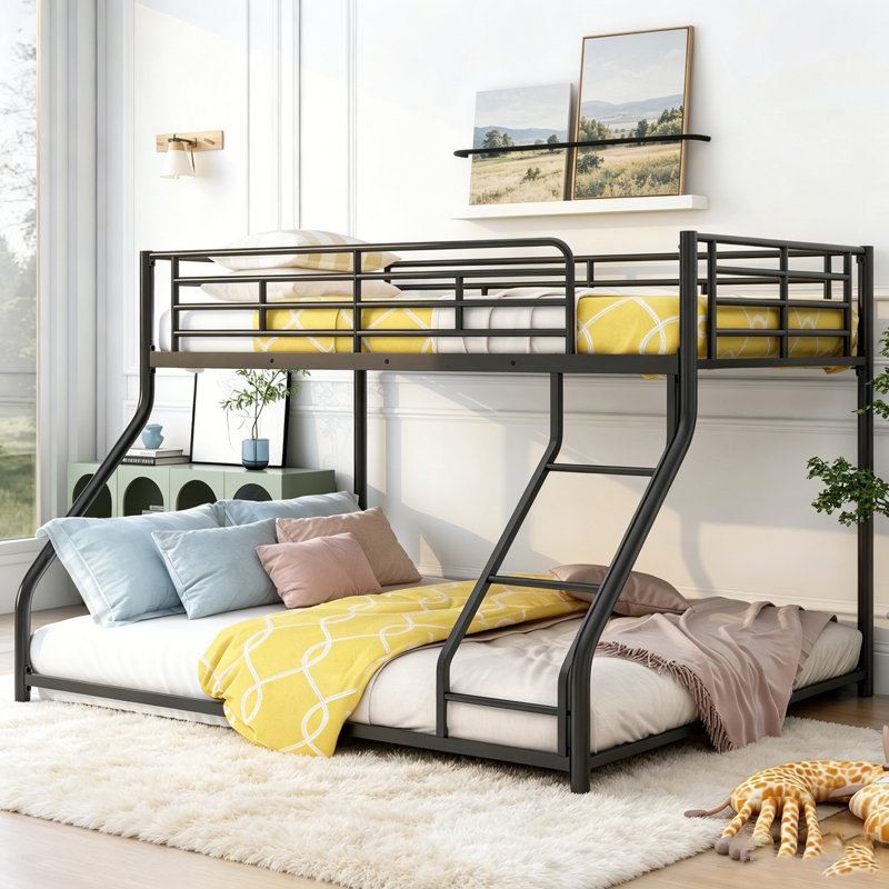 Metal Floor Bunk Bed, Twin XL Over Queen