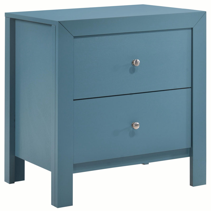 Riliegh Nightstand Bedside Table Bedroom End Tables Wood Nightstand Mid Century Modern Nightstand, Teal