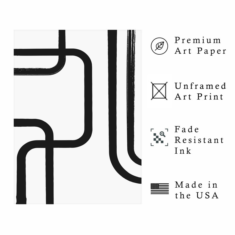 «Abstract Abstract Lines», reproduction d'art moderne sans cadre Mid-Century, H 30 po x l 20 po