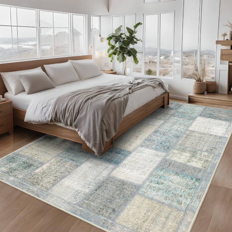 Machine Washable Folded Area Rug For Living Room Bedroom Modern Style Low-Pile Soft Rug For Dining Room Home Decor Traditional Carpet, Non Slip & Easy To Clean