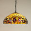 Rodgers 2 - Light Tiffany Peacock Plume Glass Pendant Light Height Adjustable