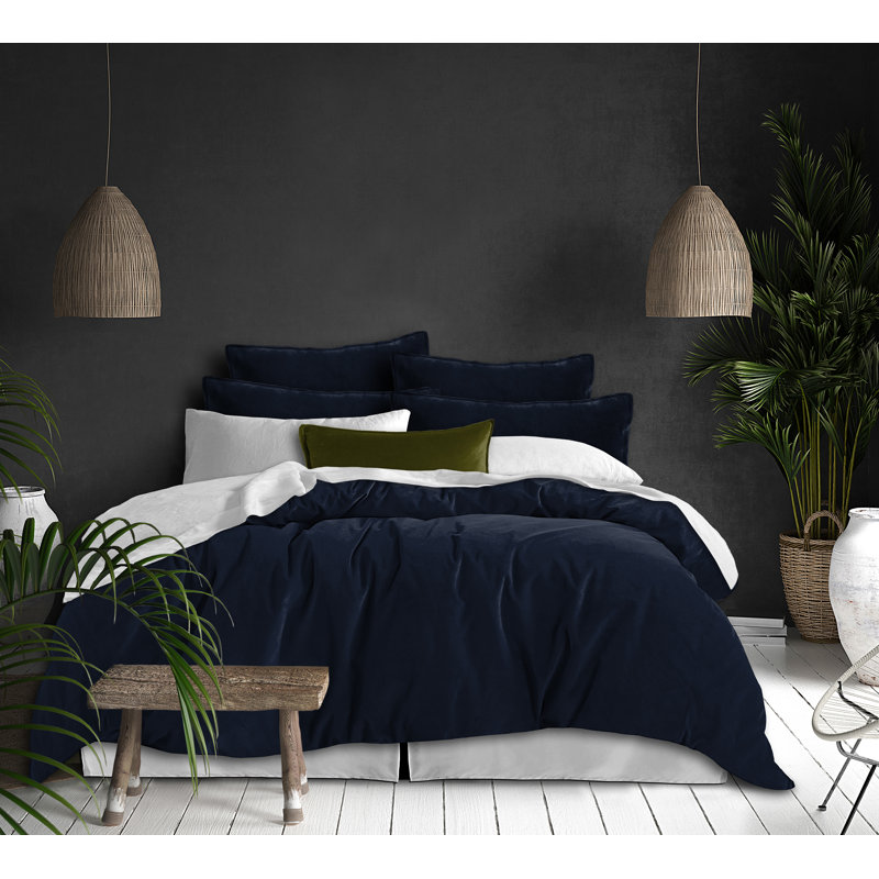 Microfiber Duvet Cover, California King Duvet Cover, Navy Blue