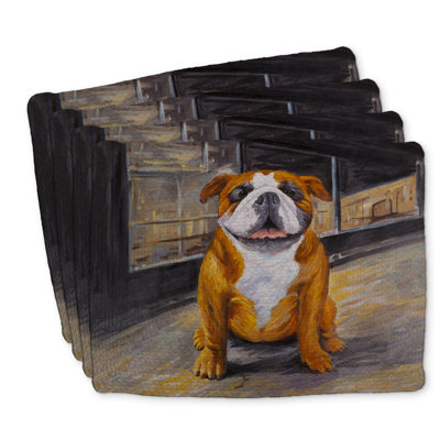 Smiling Bulldog Braided Polyester Placemats | Set of 4 Decor