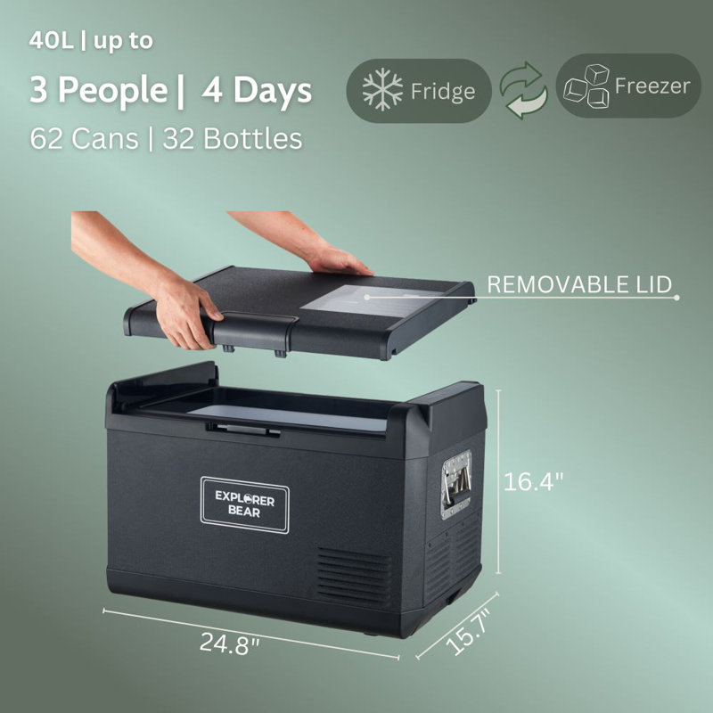 Explorer Bear 40L Black Metal Electric Cooler