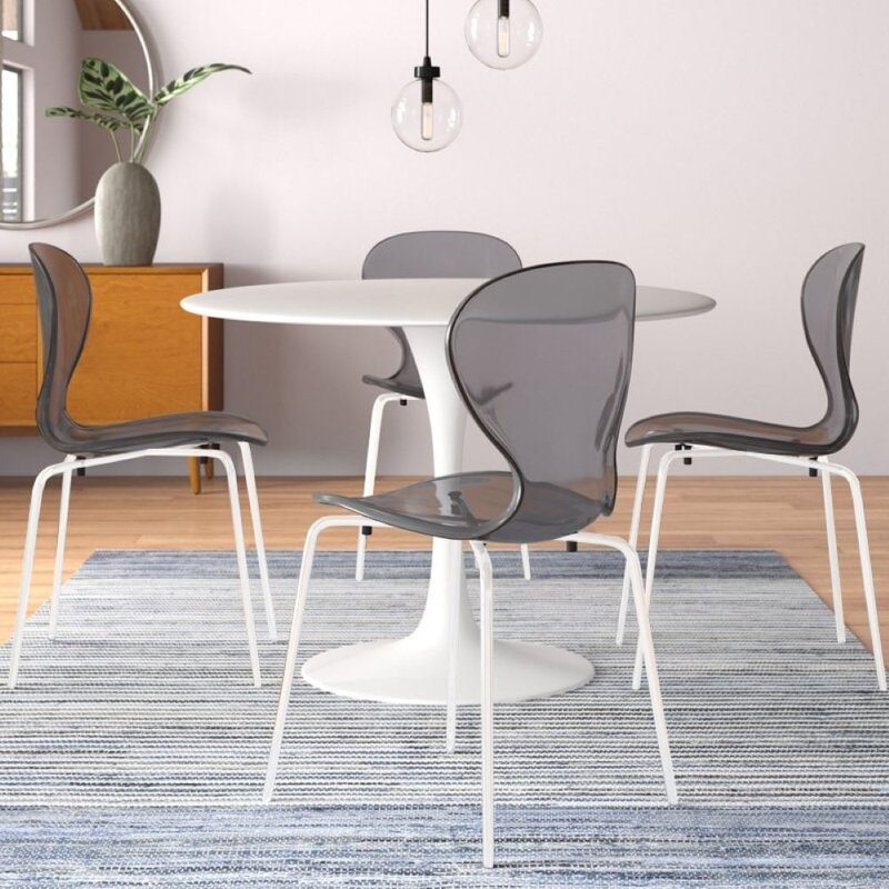 Edenfield Modern Stackable Dining Side Chair – Lightweight Accent Kitchen Chair with Chrome Legs for Kitchen and Dining Room