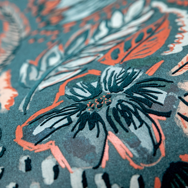 Pepper Embossed Wild Flower Felice Wallpaper Roll, Green