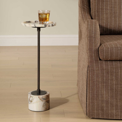 Uttermost Brunson White Marble Drink Table