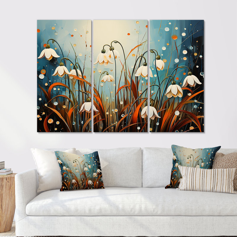 «Mountain Snowdrops Charm In Winter I», ensemble d'art mural sur toile, Toile tendue, H 32 po x l 48 po x P 1 po