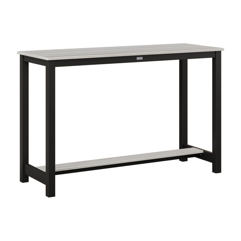 Balcony Outdoor Rectangle Bar Table, 38.5" H x 60" W x 22" D, Seashell, Matte Black