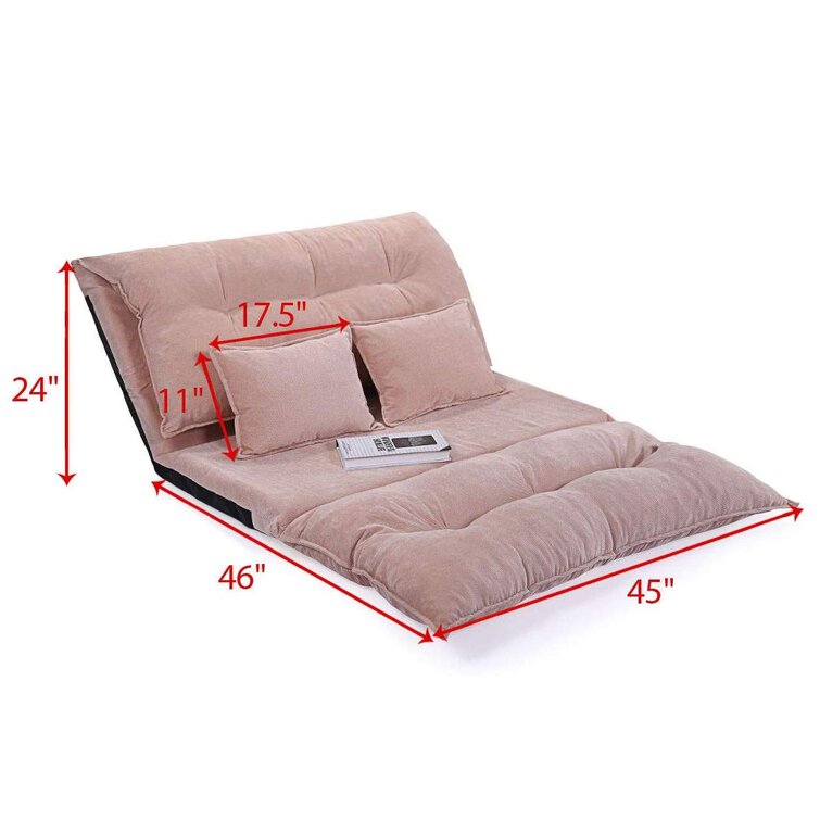 Floor Sofa Bed with 2 Pillows, Folding Futon Couch with Tufted Ergonomic  Back Leisure Lazy Sofa with 5 Adjustable Reclining Position Floor Lounger  for