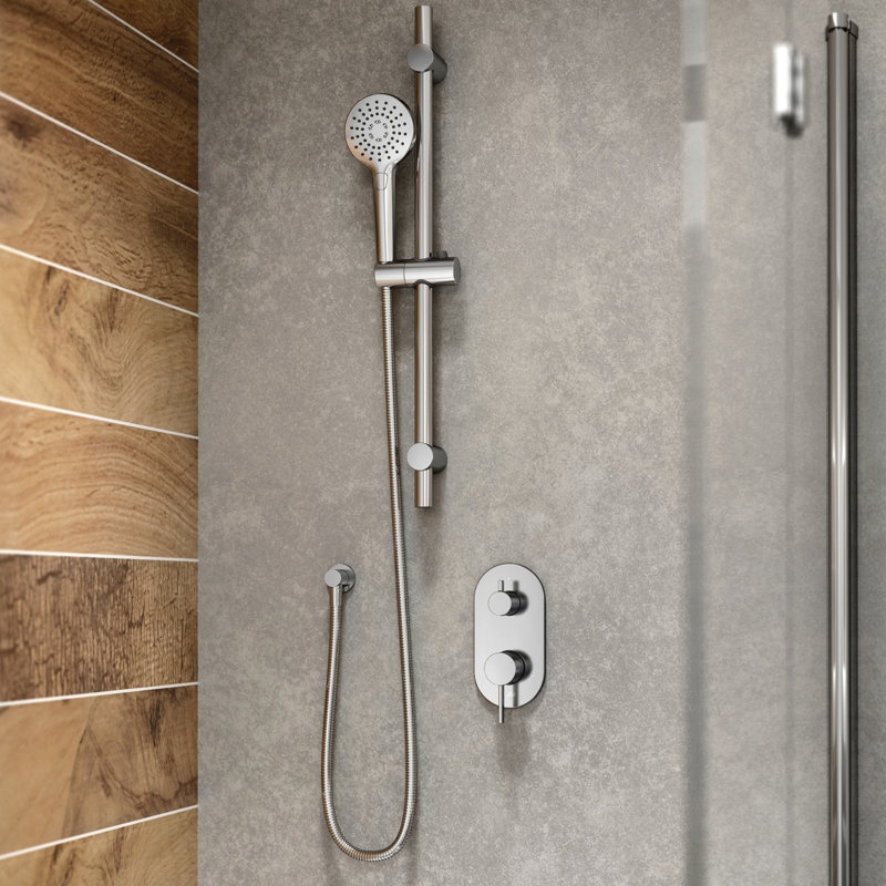 Robinet de douche à pression équilibrée (tempéré et volume) Basico avec valve brute, Chrome