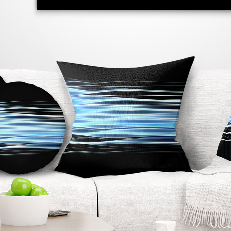  Coussin abstrait à vagues fractales, 16 po x 16 po, Coussin décoratif