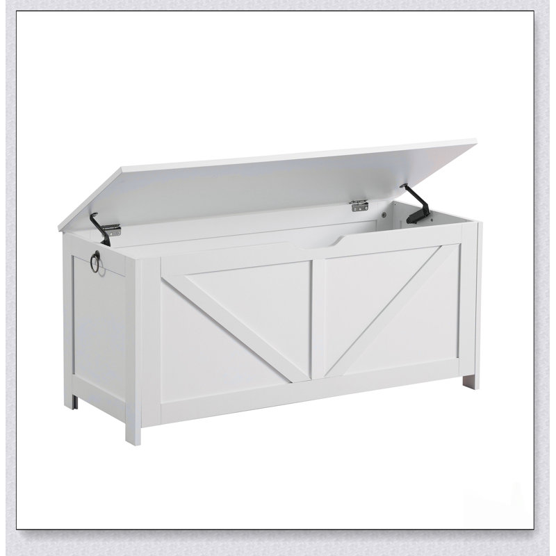 Banc de rangement rétro avec grand intérieur et poignée en U pour l'entrée, le salon ou la chambre à coucher