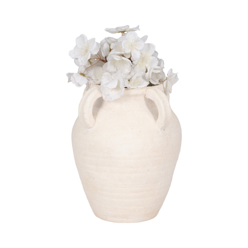 Handmade Ceramic / Porcelain Table Vase, 10" H x 9" W x 9" D, White