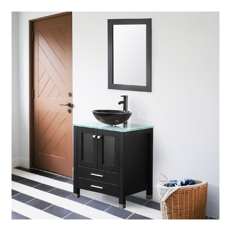 Meuble-lavabo simple 24,8 po avec miroir Leftbank, Bourgogne / rouge / jaune