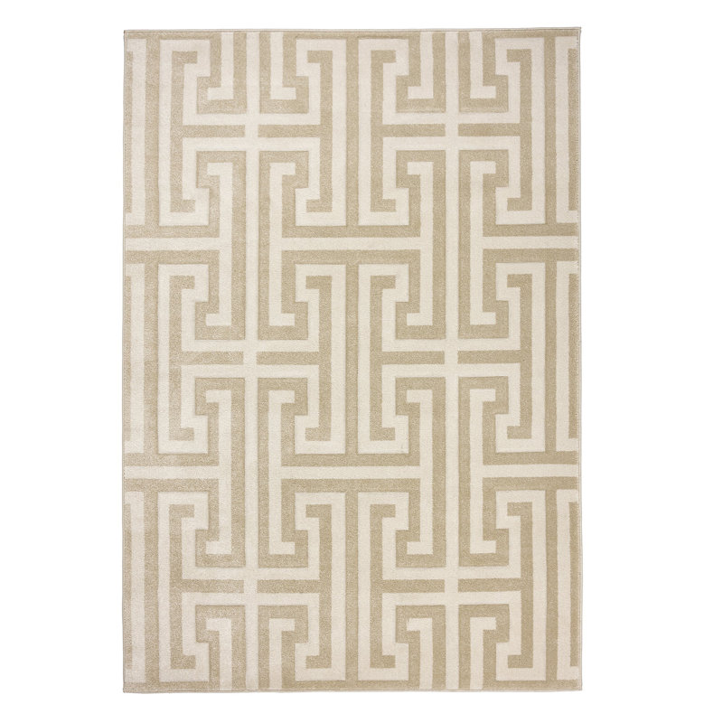 Greek Key Cream Light Beige Rug, Rectangle 80 x 150 cm